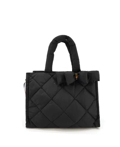 Like Dreams Serenity Bow Puffer Medium Tote Bag In Black