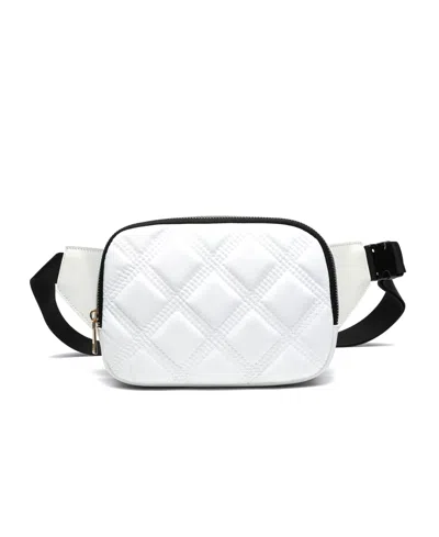 Like Dreams Structured Utility Quilted Nylon Fanny Pack In Black,white