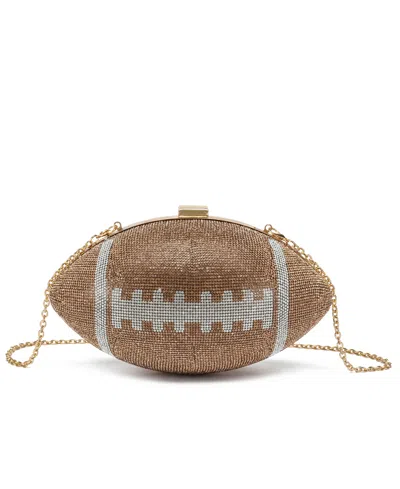 Like Dreams Touch Down Rhinestone Football Evening Crossbody Bag In Champagne