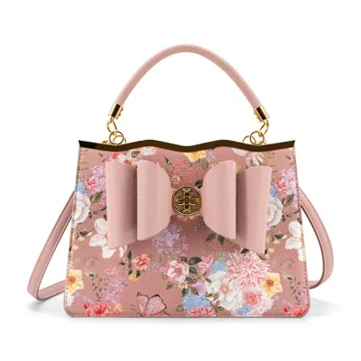 Like Dreams Women's Amelie Floral Bow Crossbody Bag In Blush In Gold