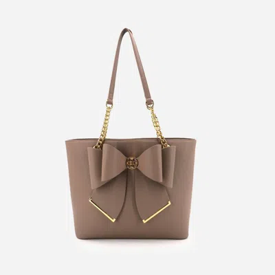Like Dreams Women's Aubrey Bow Tote Bag In Taupe In Beige