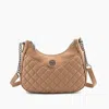 Like Dreams Women's Auburn Y2k Vegan Dual Quilted Shoulder Bag In Nude In Brown