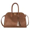 Like Dreams Aurora Top Handle Suede Tassel Medium Satchel Bag In Brown
