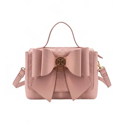 Like Dreams Women's Crossi Bow Embossed Small Crossbody Bag In Blush In Gold