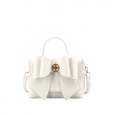 Like Dreams Women's Crossi Bow Embossed Small Crossbody Bag In White