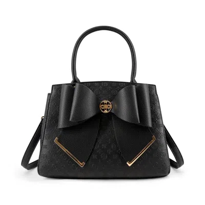 Like Dreams Women's Crossi Elegance Large Bow Vegan Leather Satchel In Black