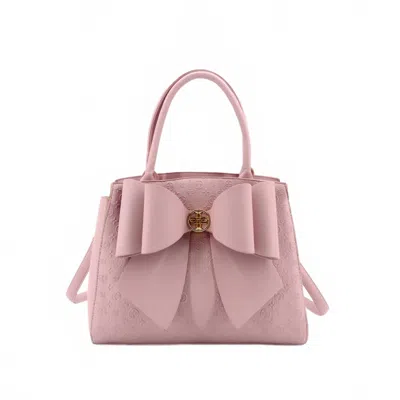 Like Dreams Women's Crossi Elegance Large Bow Vegan Leather Satchel In Blush In Pink