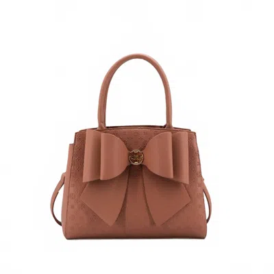 Like Dreams Women's Crossi Elegance Large Bow Vegan Leather Satchel In Mauve In Pink