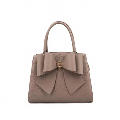 Like Dreams Women's Crossi Elegance Large Bow Vegan Leather Satchel In Taupe In Beige