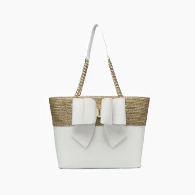 Like Dreams Women's Daisy Bow Dual Vegan Tote Bag In White