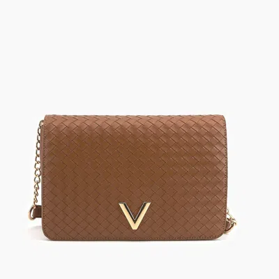 Like Dreams Women's Haven Flap Vegan Woven Crossbody Bag In Cognac In Green