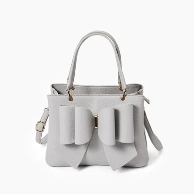 Like Dreams Women's Jenna Bow Vegan Satchel Crossbody Bag In Light Grey In White
