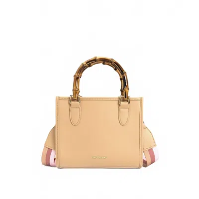 Like Dreams Women's Kate Wooden Vegan Satchel Crossbody Bag In Beige In Sand