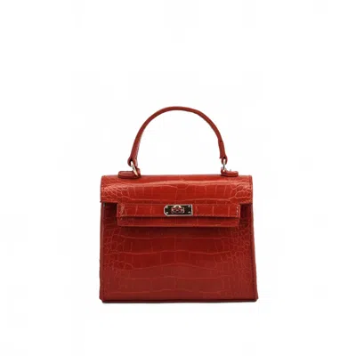 Like Dreams Women's Lantern Faux Croc Crossbody Bag In Burnt Orange In Yellow