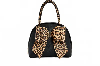 Like Dreams Women's Leopard Top Handle Bow Crossbody Bag In Black In Brown