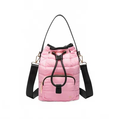 Like Dreams Women's Lucky Quilted Puffer Bucket Crossbody Bag In Baby Pink