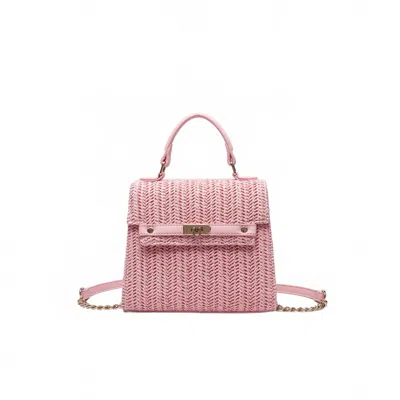 Like Dreams Women's Neo Pastel Straw Crossbody Bag In Blush In Gold