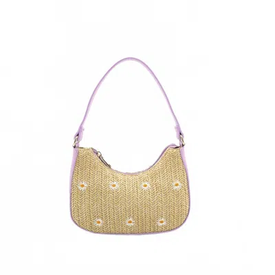 Like Dreams Women's Nyomi Floral Straw Top Handle Shoulder Bag In Lilac In Blue