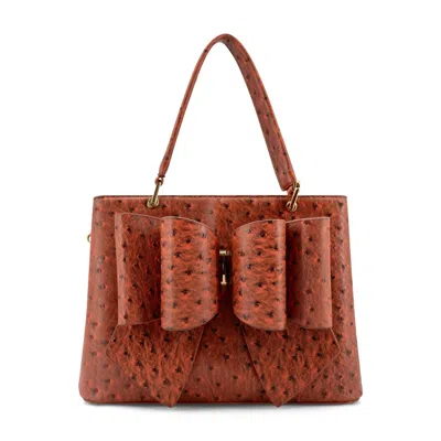 Like Dreams Women's Remi Embossed Bow Satchel Bag In Rust Orange In Multi
