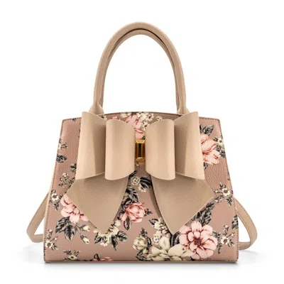 Like Dreams Women's Rosalie Bow Top Handle Satchel Bag In Beige Floral Print In Multi