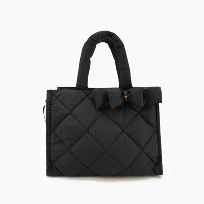 Like Dreams Women's Serenity Bow Puffer Tote Bag In Black
