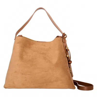 LIKE DREAMS WOMEN'S SOLACE SUEDE TOP HANDLE BAG IN BROWN