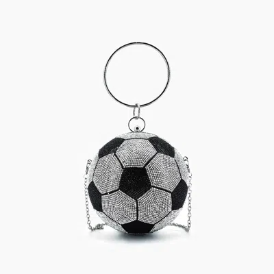 Like Dreams Women's Striker Rhinestone Soccer Clutch Bag In Silver/black