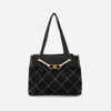 Like Dreams Women's Velvet Knot Quilted Shoulder Tote Bag In Black In Black