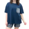 Like Love Denim Pocket Top In Navy In Blue