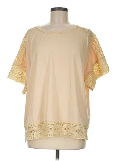 Pre-owned Like Love Short Sleeve Top Tan Crew Neck Tops