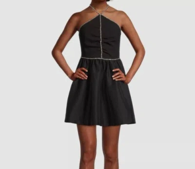 Pre-owned Likely $358  Women's Black Renn Crystal-embellished Halter Mini Dress Size 0