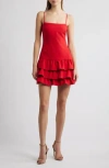 Likely Amica Tiered Ruffle Hem Minidress In Red