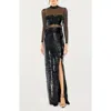 Likely Andie Mock Neck Sequin Gown In Black
