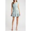 Likely Angeline Button Front Tweed Minidress In Blue Multi