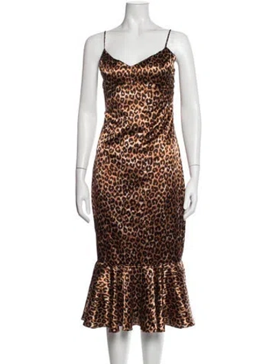 Pre-owned Likely Animal Print Midi Length Dress W/ Tags In Neutrals