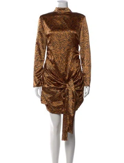 Pre-owned Likely Animal Print Mini Dress In Brown