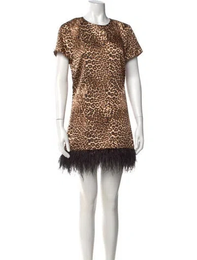 Pre-owned Likely Animal Print Mini Dress In Brown
