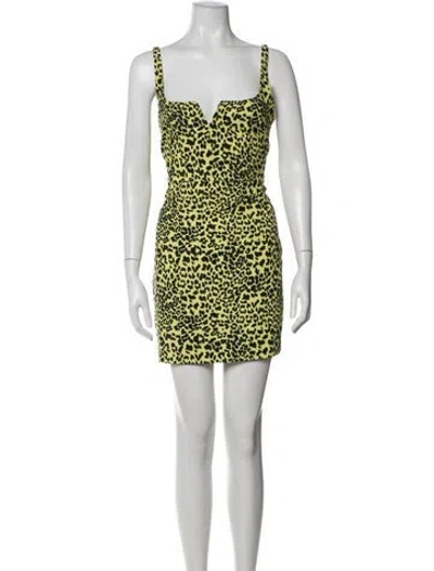 Pre-owned Likely Animal Print Mini Dress In Yellow
