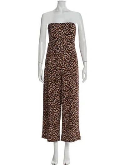 Pre-owned Likely Animal Print Strapless Jumpsuit In Brown