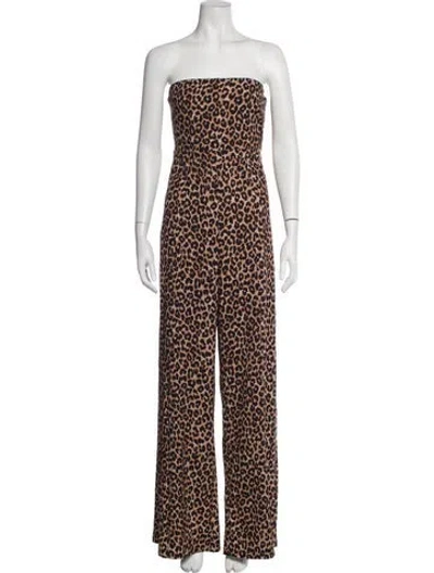 Pre-owned Likely Animal Print Strapless Jumpsuit In Brown