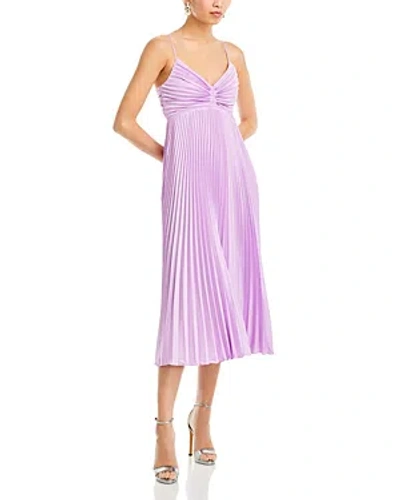 Likely Asra Pleated Satin Midi Dress In Sheer Lilac