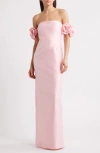 Likely Azi Off The Shoulder Column Gown In Pink