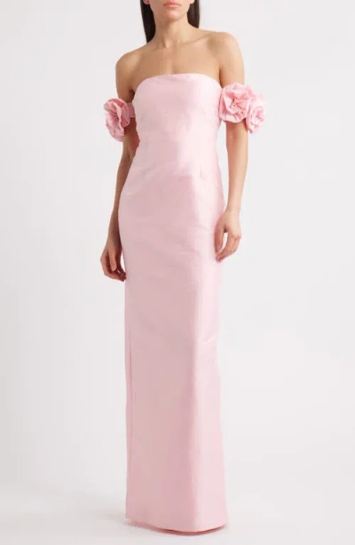Likely Azi Off The Shoulder Column Gown In Pink