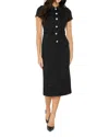 Likely Bardot Crystal Floral Button Tweed Cocktail Midi Dress In Black