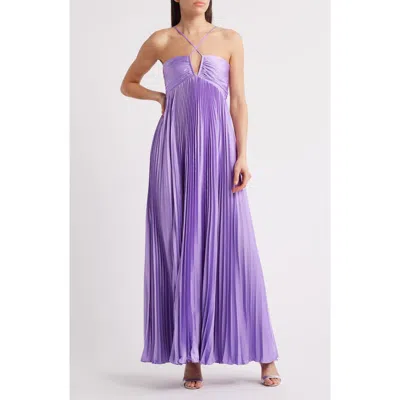 Likely Blair Pleated Satin Gown In Violet