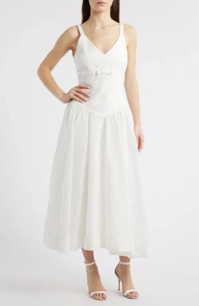 Likely Breena Eyelet Midi Sundress In White