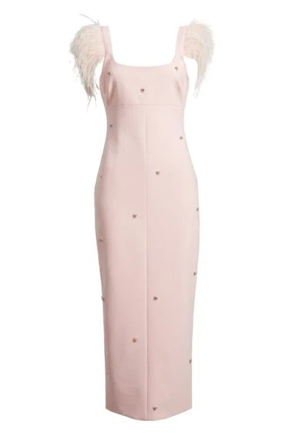 Likely Cameron Feather Cap Sleeve Gown In Rose Shadow