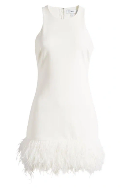 LIKELY CAMI FEATHER HEM SHEATH DRESS