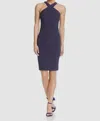 Likely Caroline Criss Cross Halter Sheath Dress In Navy In Blue