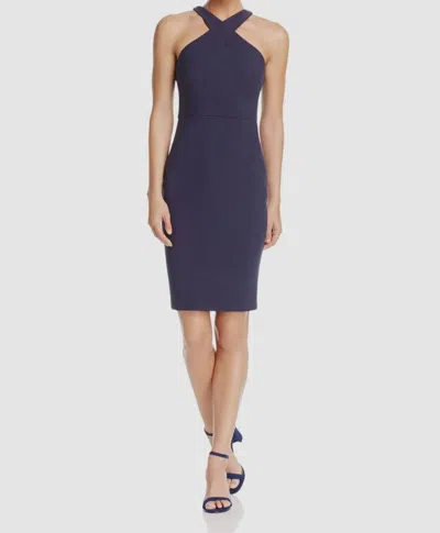 Likely Caroline Criss Cross Halter Sheath Dress In Navy In Blue